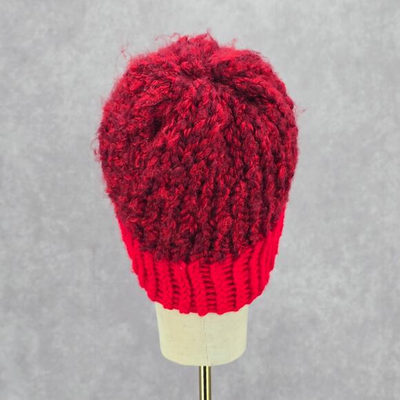 Red Crochet Knit Bucket Cap Hat Fun Vintage Y2K Funky Beanie - Picture 4 of 4